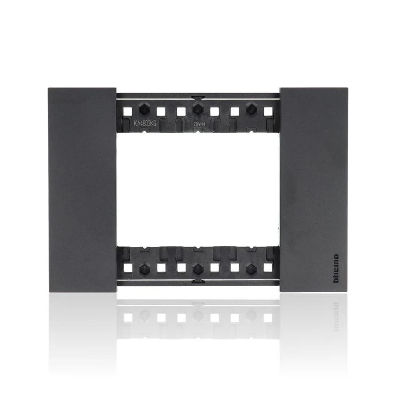 BTICINO KA4803KG - Placca 3 Moduli - Nero - Now