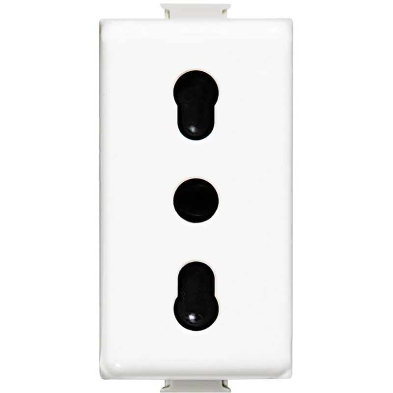 BTICINO AM5180 - Presa Bipasso Standard Italia 2P+T 10/16A Con Alveoli Schermati - Interasse 19 E 26 Mm - Bianco - Matix