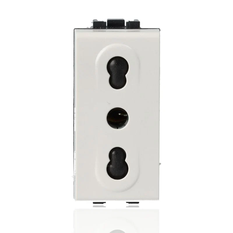 BTICINO N4180 - Presa 2P+T 10/16A 250 Vac - Bipasso Interasse 19Mm E 26Mm - Alveoli Schermati - Bianco - LivingLight