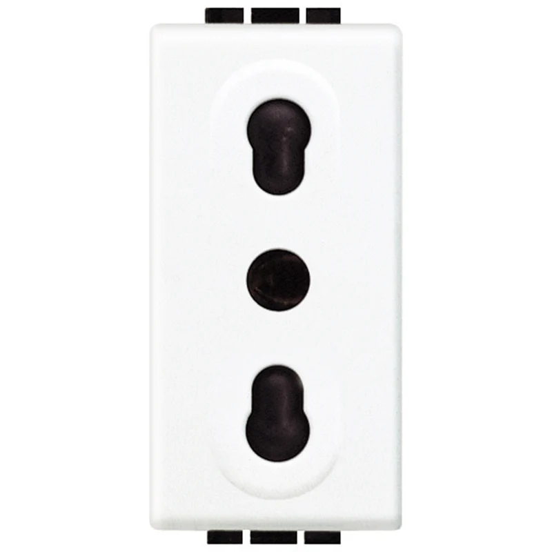 BTICINO N4180 - Presa 2P+T 10/16A 250 Vac - Bipasso Interasse 19Mm E 26Mm - Alveoli Schermati - Bianco - LivingLight