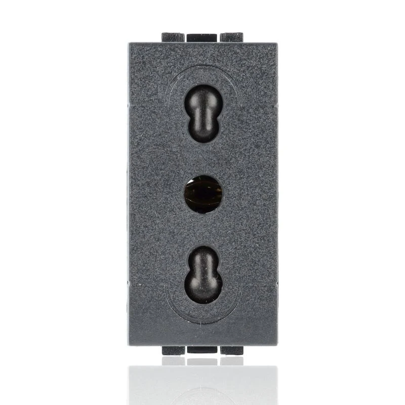BTICINO L4180 - Presa 2P+T 10/16A 250 Vac - Bipasso Interasse 19Mm E 26Mm - Alveoli Schermati - Antracite - LivingLight