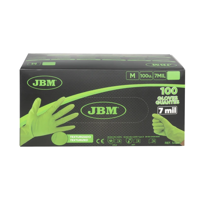 Guanti nitrile diamantati JBM verdi conf.1000pz