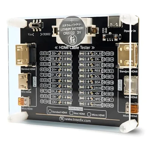 Cable Tester Board for HDMI Cable Tester Checker 20 LED Light Status Indictor to Check Disorder Short Open and Cross Connection for HDMI A Type, HDMI C Type, HDMI D Type