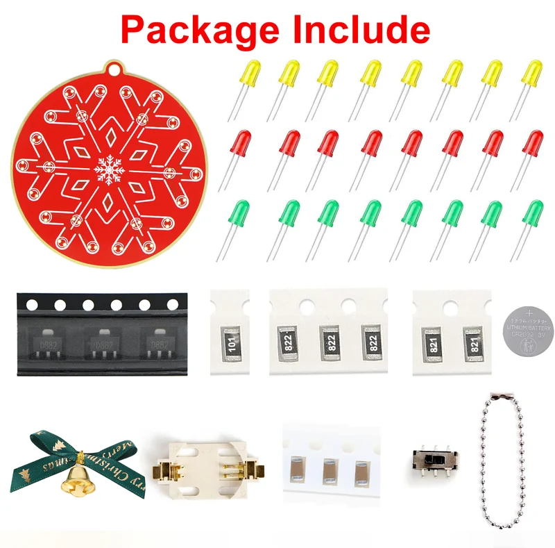 Christmas Soldering Kit for Beginners: DIY Flashing LED Tree & Snowflake Decoration Soldering Kit，Fun Electronic Project Kit for School and Home Teaching Learning