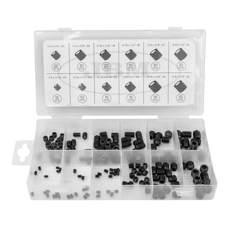 ASSORTIMENTO DI VITI SENZA TESTA CON ESAGONO INCASSATO SAE 160 PEZZI 54932 JBM