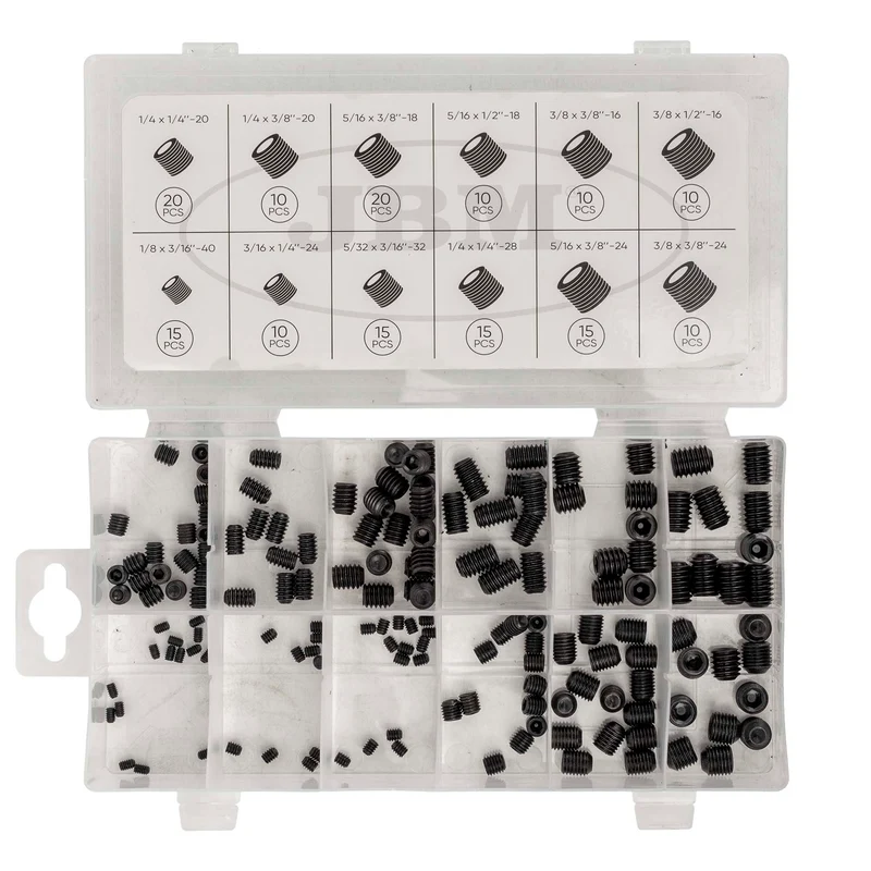ASSORTIMENTO DI VITI SENZA TESTA CON ESAGONO INCASSATO SAE 160 PEZZI 54932 JBM