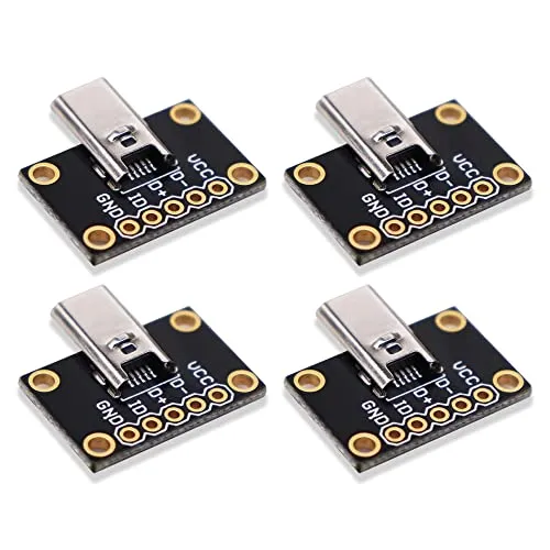 4pcs USB MicroB Plug Breakout Board 5pin Male Connector Adapter Module Compatible with Arduino for Electronics Projects