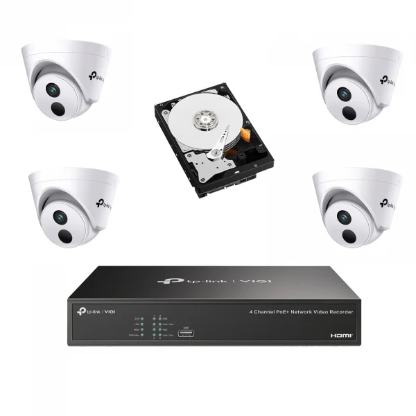 Kit videosorveglianza completo 1 x NVR IP, 4x Telecamere Dome 4MP e 1x Hard disk 1TB