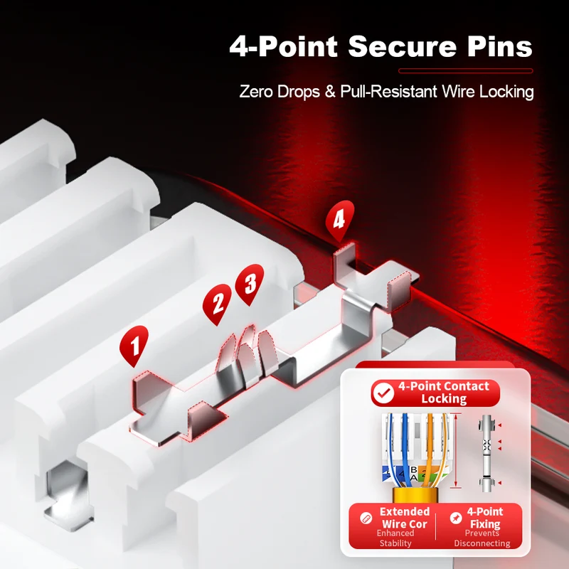 AMPCOM CFS Series Cat7 Zinc-Alloy Shielded Tool-Free RJ45 Connector for 22-24 AWG Ethernet Cable