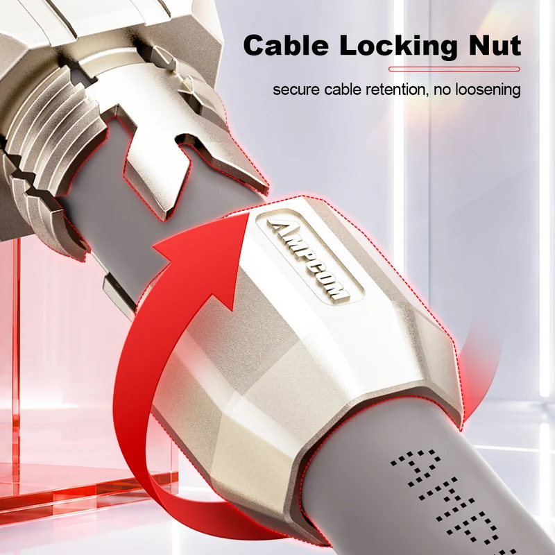 AMPCOM CFS Series Cat7 Zinc-Alloy Shielded Tool-Free RJ45 Connector for 22-24 AWG Ethernet Cable