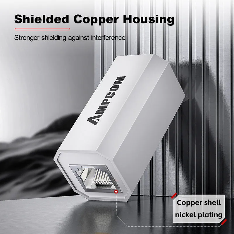 AMPCOM Cat6 Shielded Gigabit RJ45 Inline Coupler, Value Edition, White ABS Housing