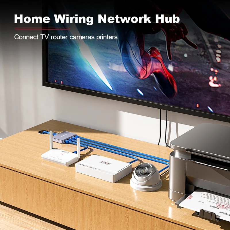 AMPCOM 1-to-2 RJ45 Network Cable Splitter – Gigabit Ethernet Port Expander