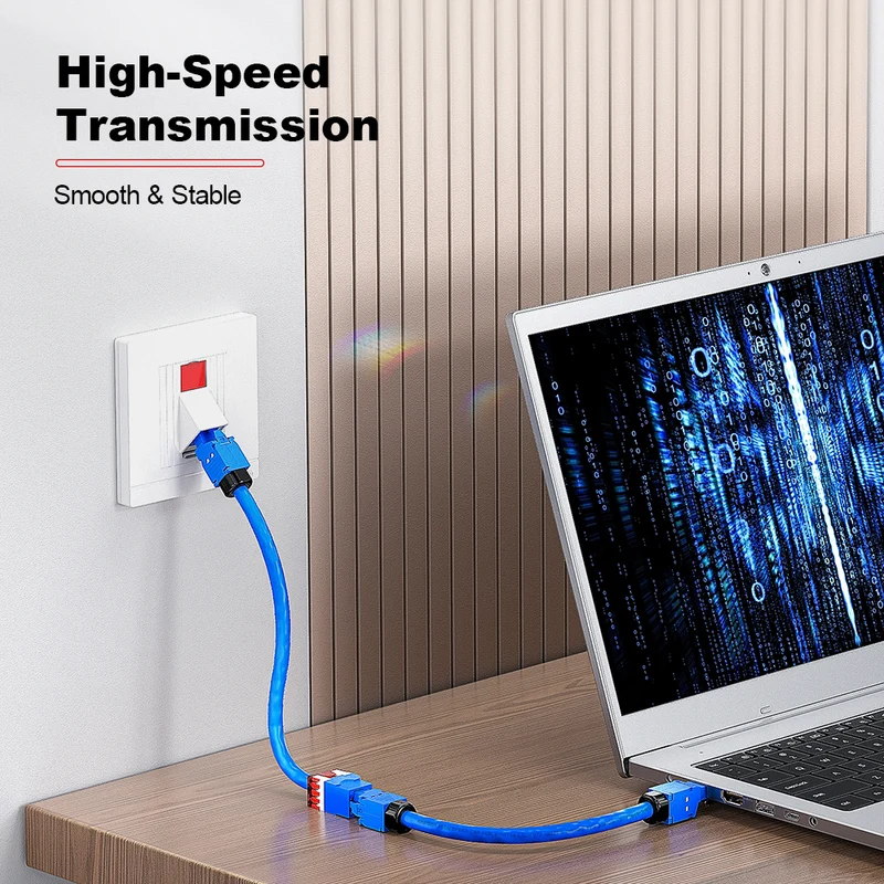 AMPCOM CAT5E Unshielded 180° Punch-Down Keystone Jack for Ethernet Network, Red Shell