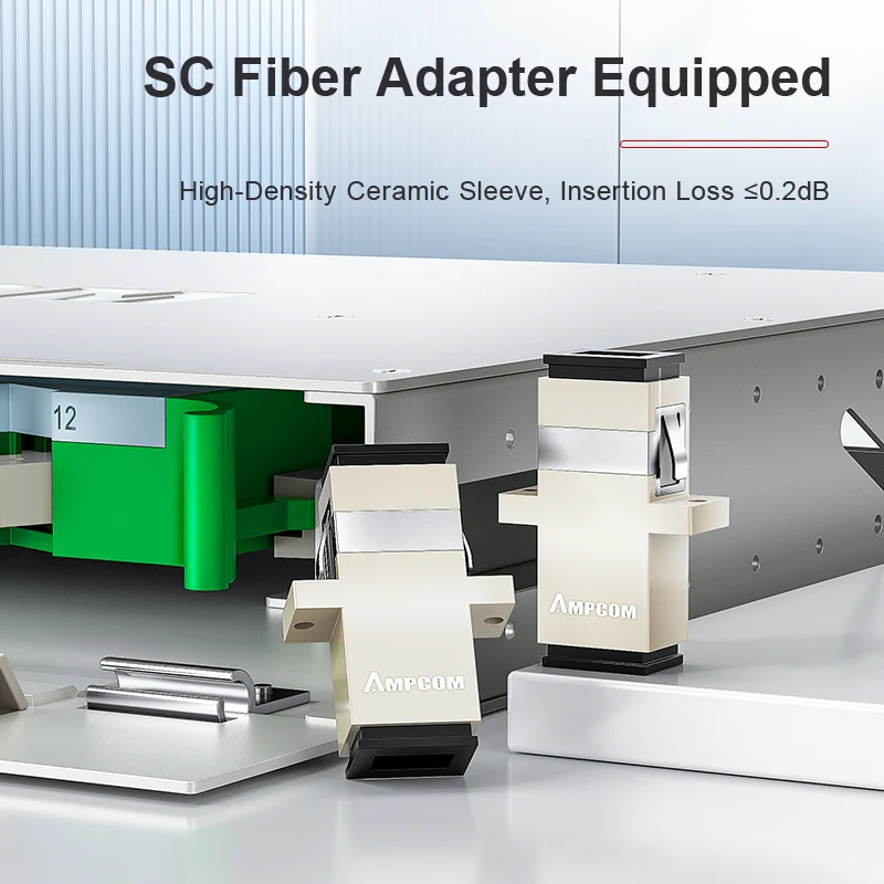 AMPCOM 144-Port Optical Distribution Frame (ODF), Multimode Fiber Patch Panel with SC Couplers & Pigtails