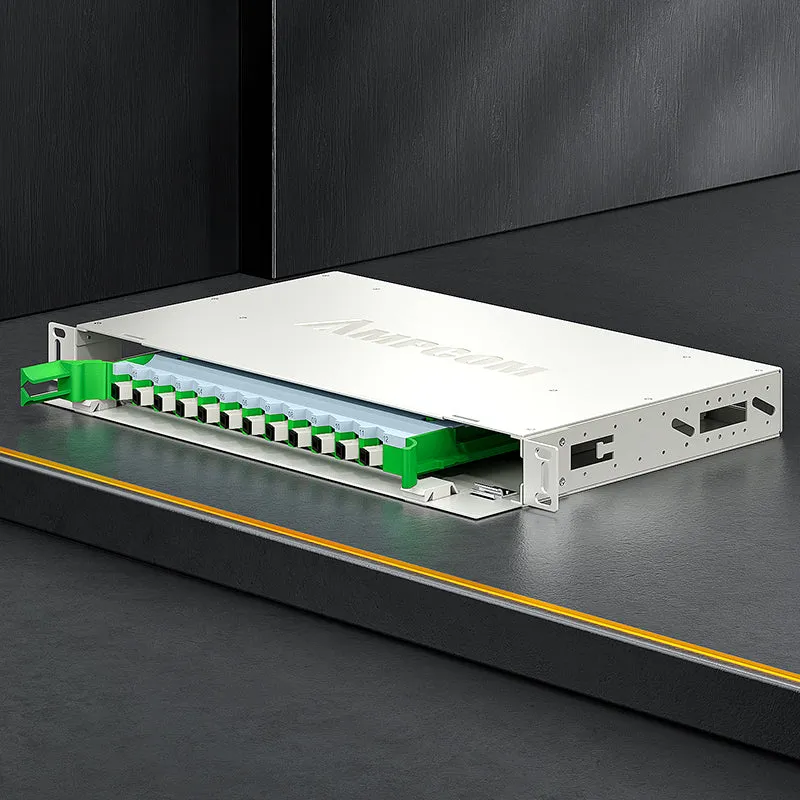 AMPCOM 144-Port Optical Distribution Frame (ODF), Multimode Fiber Patch Panel with SC Couplers & Pigtails