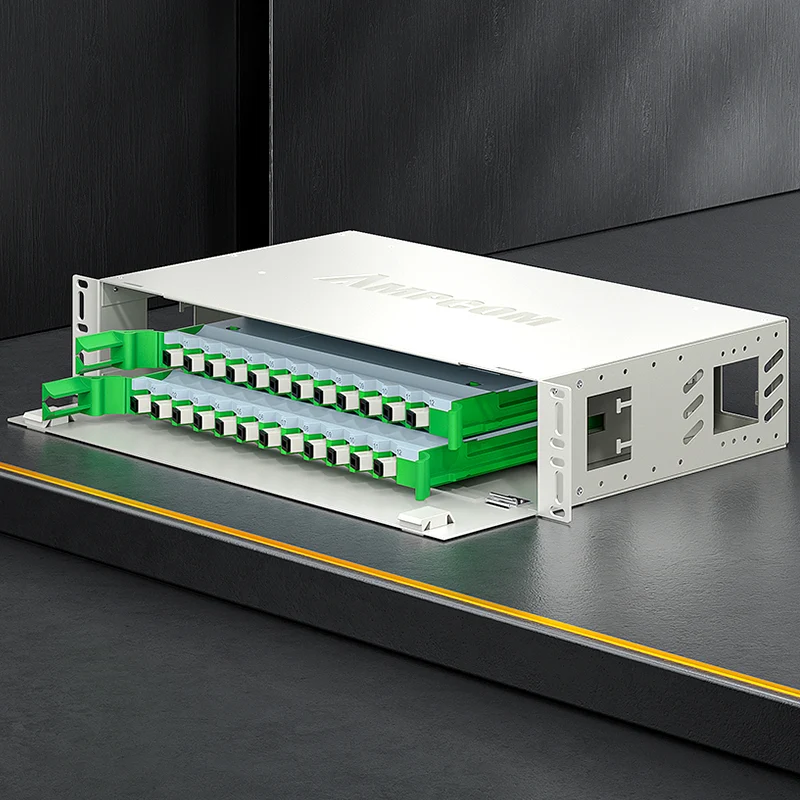 AMPCOM 144-Port Optical Distribution Frame (ODF), Multimode Fiber Patch Panel with SC Couplers & Pigtails
