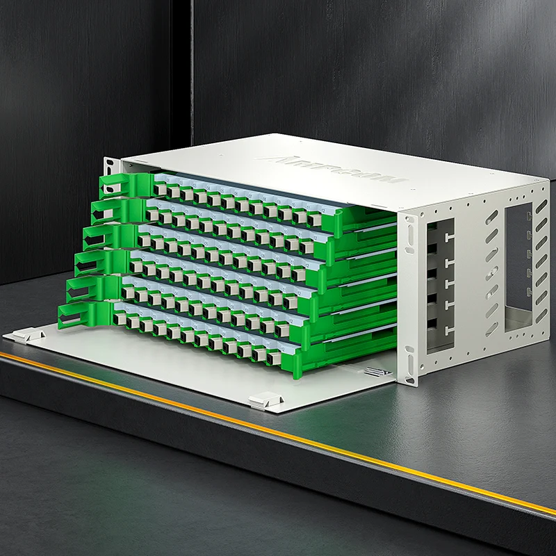 AMPCOM 144-Port Optical Distribution Frame (ODF), Multimode Fiber Patch Panel with SC Couplers & Pigtails
