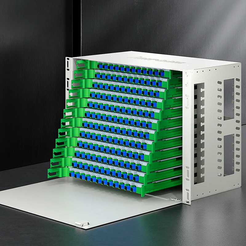 AMPCOM 72-Port Optical Distribution Frame (ODF), OM2 Singlemode Fiber Patch Panel with SC Couplers & Pigtails