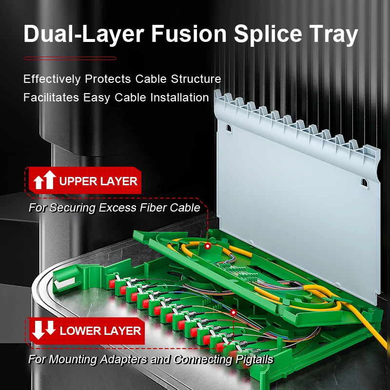 AMPCOM 72-Port Optical Distribution Frame (ODF), OM2 Singlemode Fiber Patch Panel with SC Couplers & Pigtails