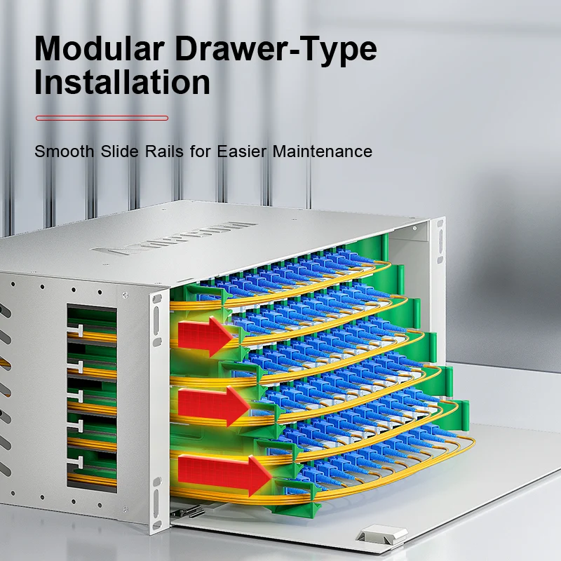 AMPCOM 72-Port Optical Distribution Frame (ODF), OM2 Singlemode Fiber Patch Panel with SC Couplers & Pigtails