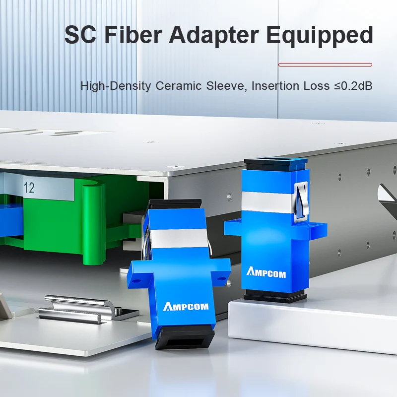 AMPCOM 72-Port Optical Distribution Frame (ODF), OM2 Singlemode Fiber Patch Panel with SC Couplers & Pigtails