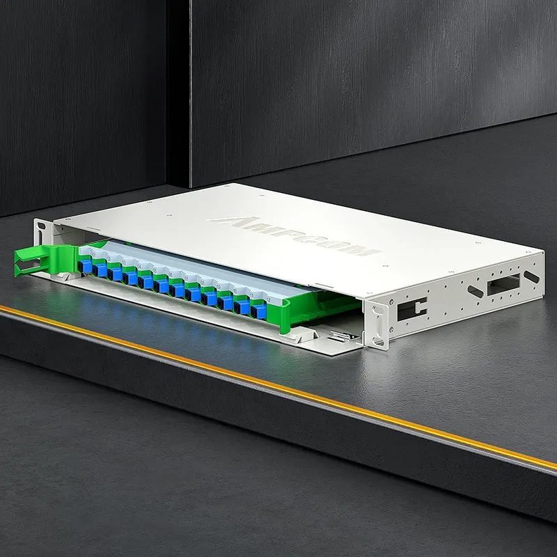 AMPCOM 72-Port Optical Distribution Frame (ODF), OM2 Singlemode Fiber Patch Panel with SC Couplers & Pigtails