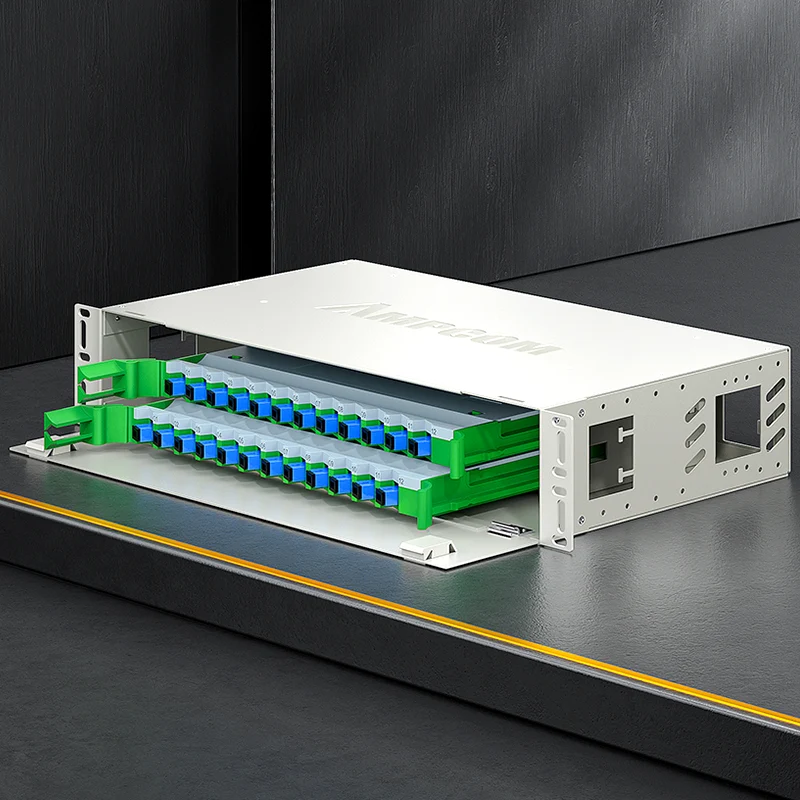 AMPCOM 72-Port Optical Distribution Frame (ODF), OM2 Singlemode Fiber Patch Panel with SC Couplers & Pigtails