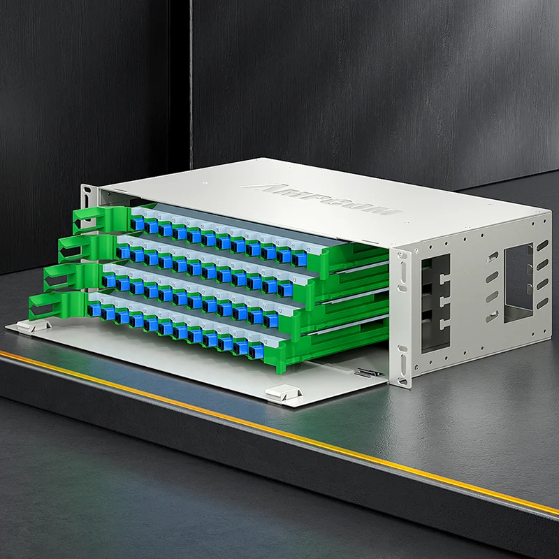 AMPCOM 72-Port Optical Distribution Frame (ODF), OM2 Singlemode Fiber Patch Panel with SC Couplers & Pigtails