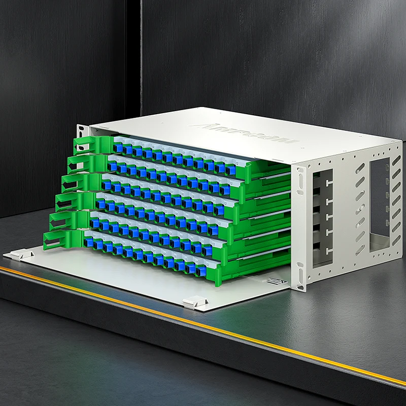 AMPCOM 72-Port Optical Distribution Frame (ODF), OM2 Singlemode Fiber Patch Panel with SC Couplers & Pigtails