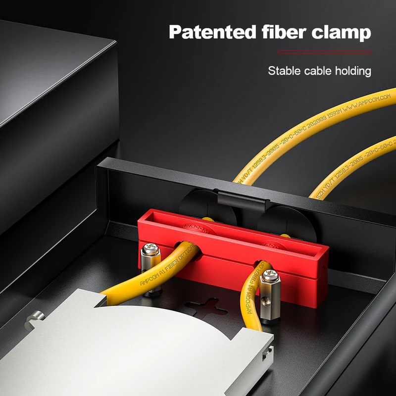 AMPCOM Desktop Fiber Optic Terminal Box, 4 Port SC Simplex, Single Mode, with Pigtails & Flanges