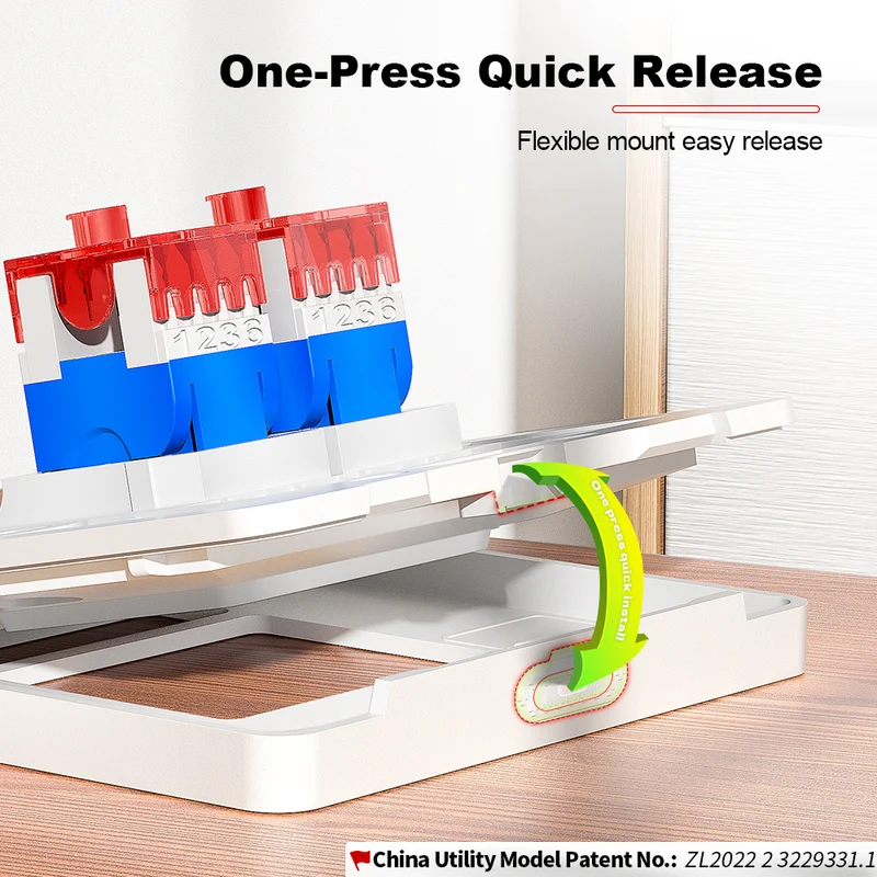 AMPCOM P86 Network Faceplate, PC+ABS Full-screen Housing With ID Bar and Dual-color Label, Keystone Module Compatible