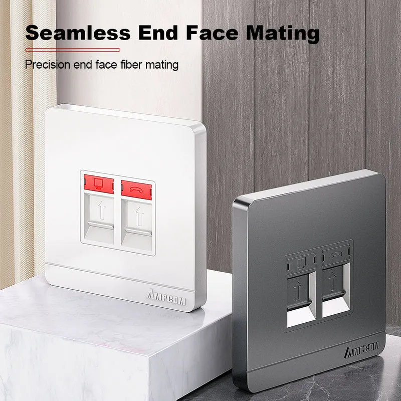 AMPCOM A86 Network Faceplate, PC+ABS Full-screen Housing With Dual-color Label, Keystone Module Compatible