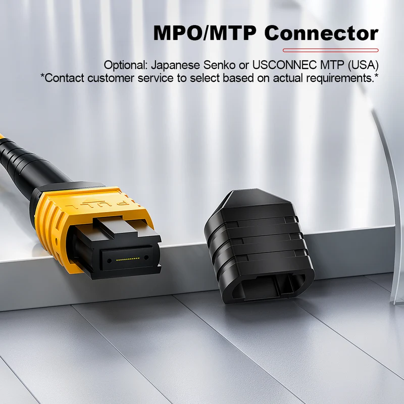 AMPCOM MPO-24 Trunk Cable, MPO-24 APC (Female) to MPO-24 APC (Female), 24 Fibers, OS2 9/125μm, LSZH/Riser, 0.35dB Max, Yellow