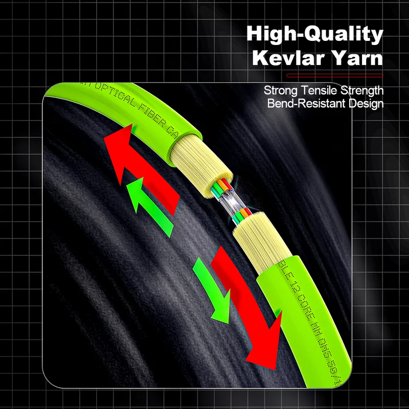 AMPCOM MPO-12 Jumper, Multimode OM5 50/125µm 12 Fibers Optic Cable, MPO UPC (Female) to MPO UPC (Female), Green LSZH Jacket