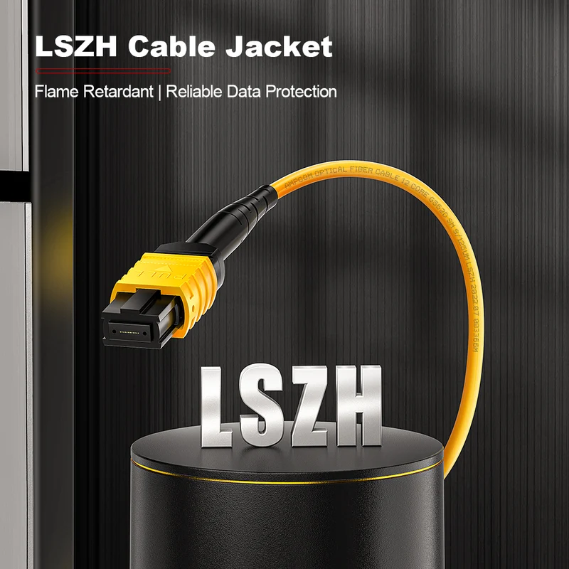 AMPCOM MPO-8 Harness, Single Mode (OS2 9/125μm) 8 Fibers Optic Cable, MPO UPC (Female) to 4 x LC UPC Duplex, Yellow LSZH Jacket