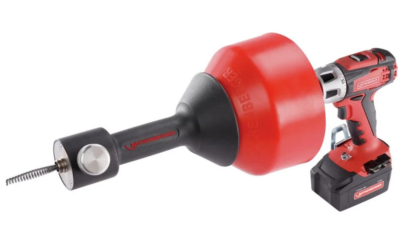 Apparecchio sturatore elettrico AUTOMATICO Set ROSPIMATIC Cordless con seconda spirale ROTHENBERGER