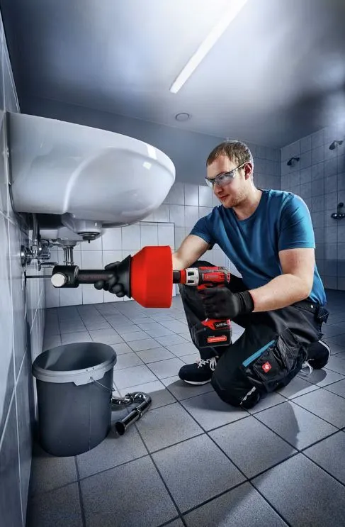 Apparecchio sturatore elettrico AUTOMATICO Set ROSPIMATIC Cordless con seconda spirale ROTHENBERGER