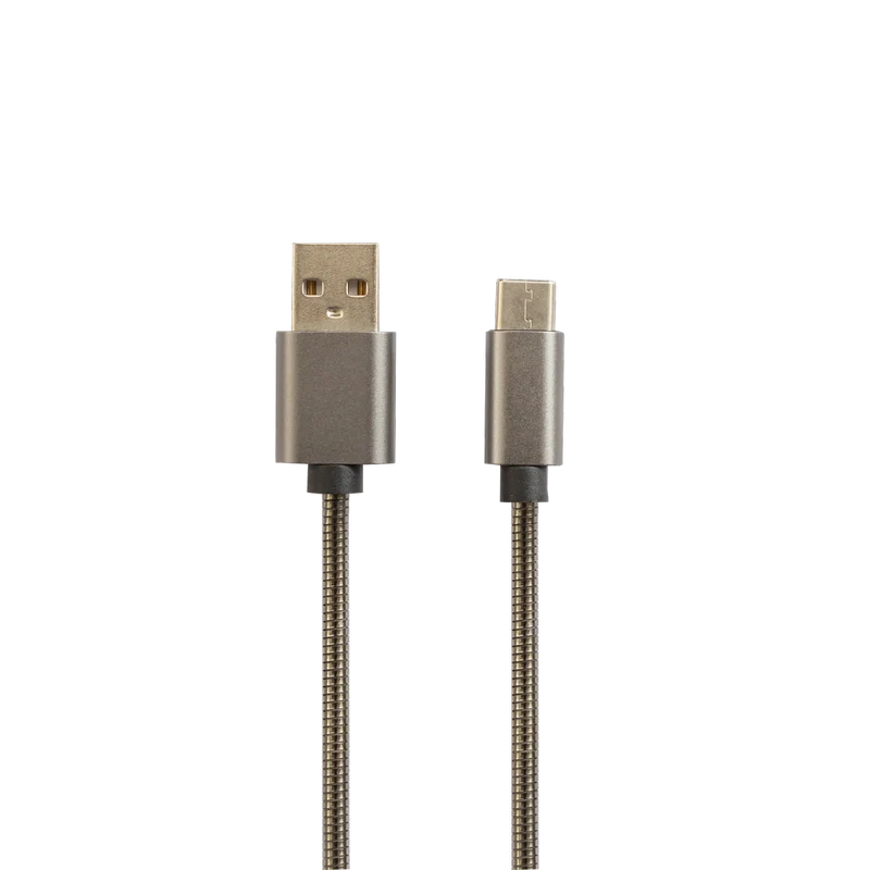 Cavetti in metallo 1mt. per cellulari Android Iphone Usb-C Lightning Type C
