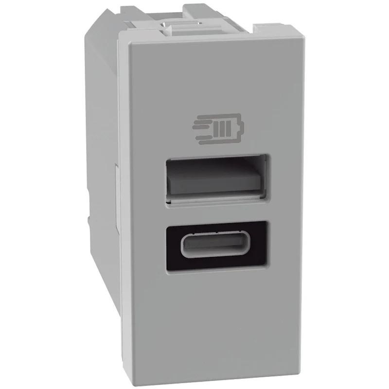 Presa usb BTicino MatixGo grigio doppia tipo a+c 15w - JG4191AC