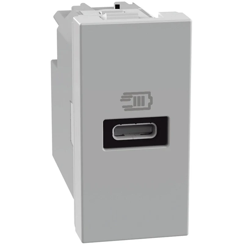 Presa usb BTicino MatixGo grigio singola tipo C a 20w con power delivery - JG4192C