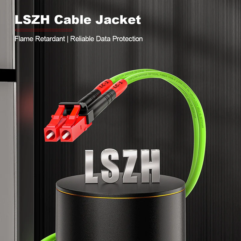 AMPCOM OM5 50/125μm LC to LC Multimode Duplex Fiber Patch Cable, 2.0mm Green LSZH Jacket