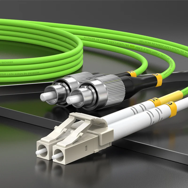 AMPCOM OM5 50/125μm LC to LC Multimode Duplex Fiber Patch Cable, 2.0mm Green LSZH Jacket