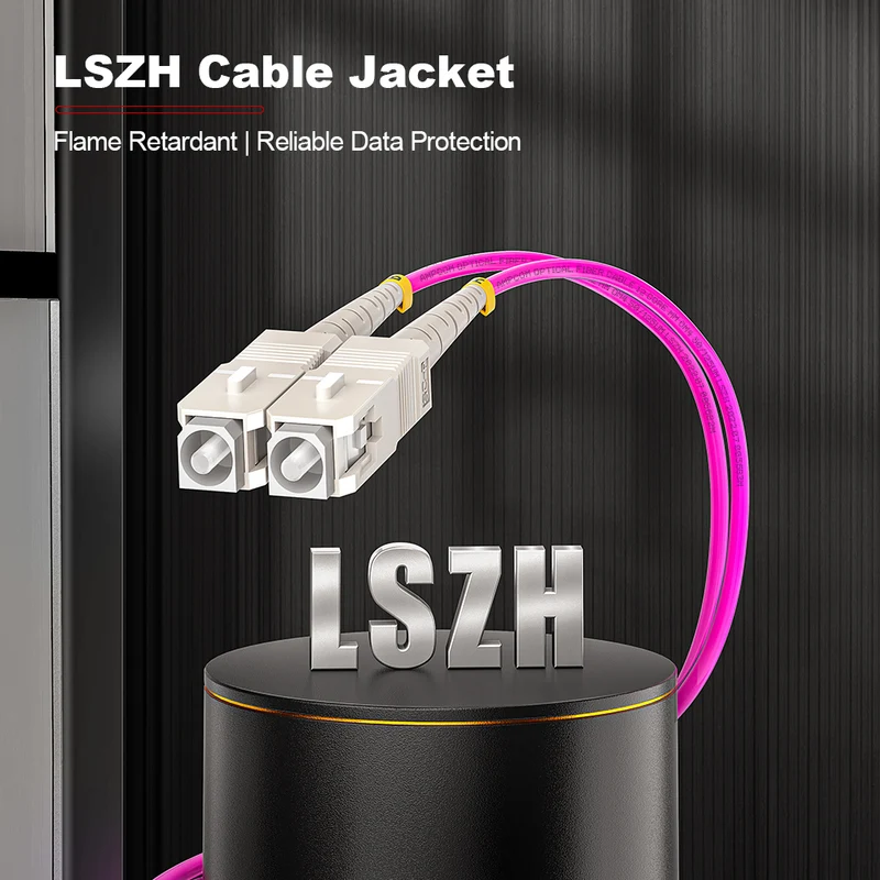 AMPCOM OM4 50/125μm SC to SC Multimode Duplex Fiber Patch Cable, LSZH 2.0mm Jacket