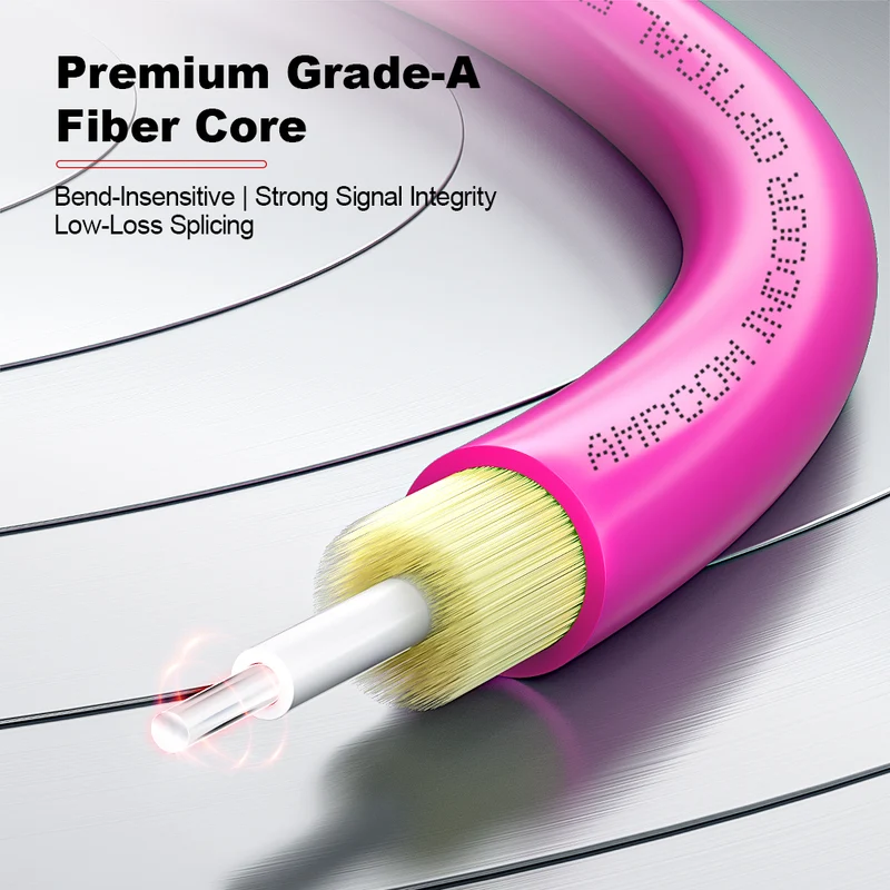 AMPCOM OM4 50/125μm FC to FC Multimode Duplex Fiber Patch Cable, LSZH 2.0mm Jacket