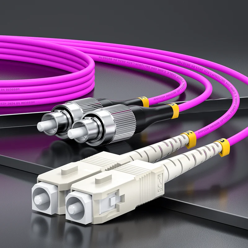 AMPCOM OM4 50/125μm FC to FC Multimode Duplex Fiber Patch Cable, LSZH 2.0mm Jacket