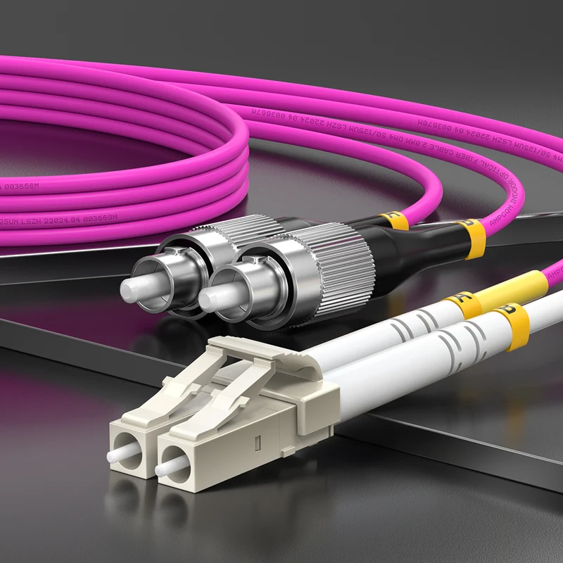 AMPCOM OM4 50/125μm LC to SC Multimode Duplex Fiber Patch Cable, LSZH 2.0mm Jacket