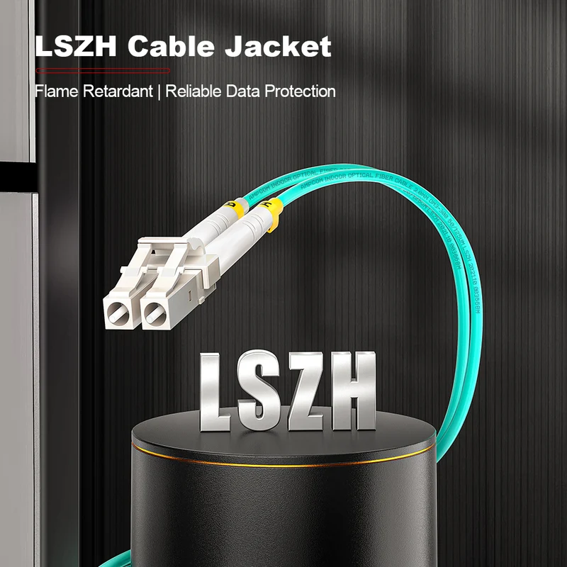 AMPCOM OM3 50/125μm LC to SC Multimode Duplex Fiber Optic Cord, LSZH 2.0mm Jacket