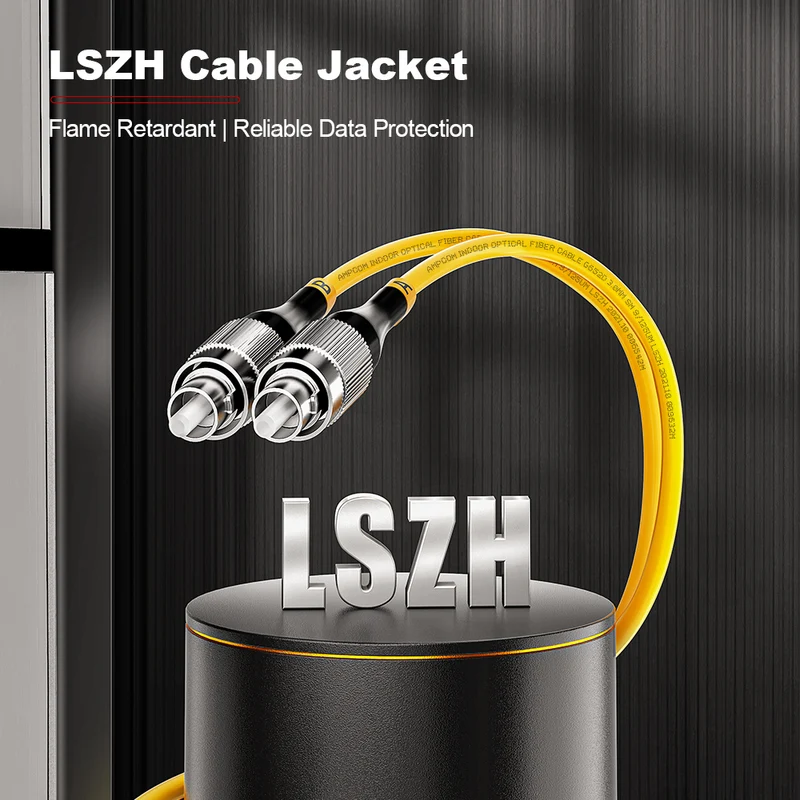 AMPCOM FC to FC SMF 9/125μm Single Mode (OS2) Duplex Fiber Optic Patch Cable, LSZH OFNR 2.0mm Jacket