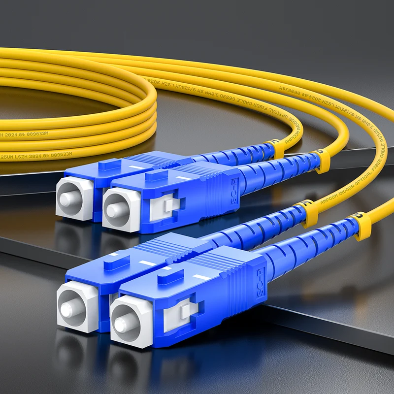 AMPCOM SC to FC SMF 9/125μm Single Mode (OS2) Duplex Fiber Optic Patch Cable, LSZH OFNR 2.0mm Jacket