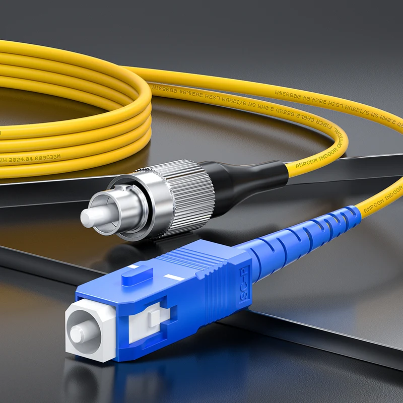 AMPCOM SC to SC SMF 9/125μm Single Mode (OS2) Simplex Fiber Optic Patch Cable, LSZH OFNR 2.0mm Jacket